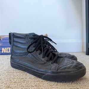 Black Leather High-Top Vans